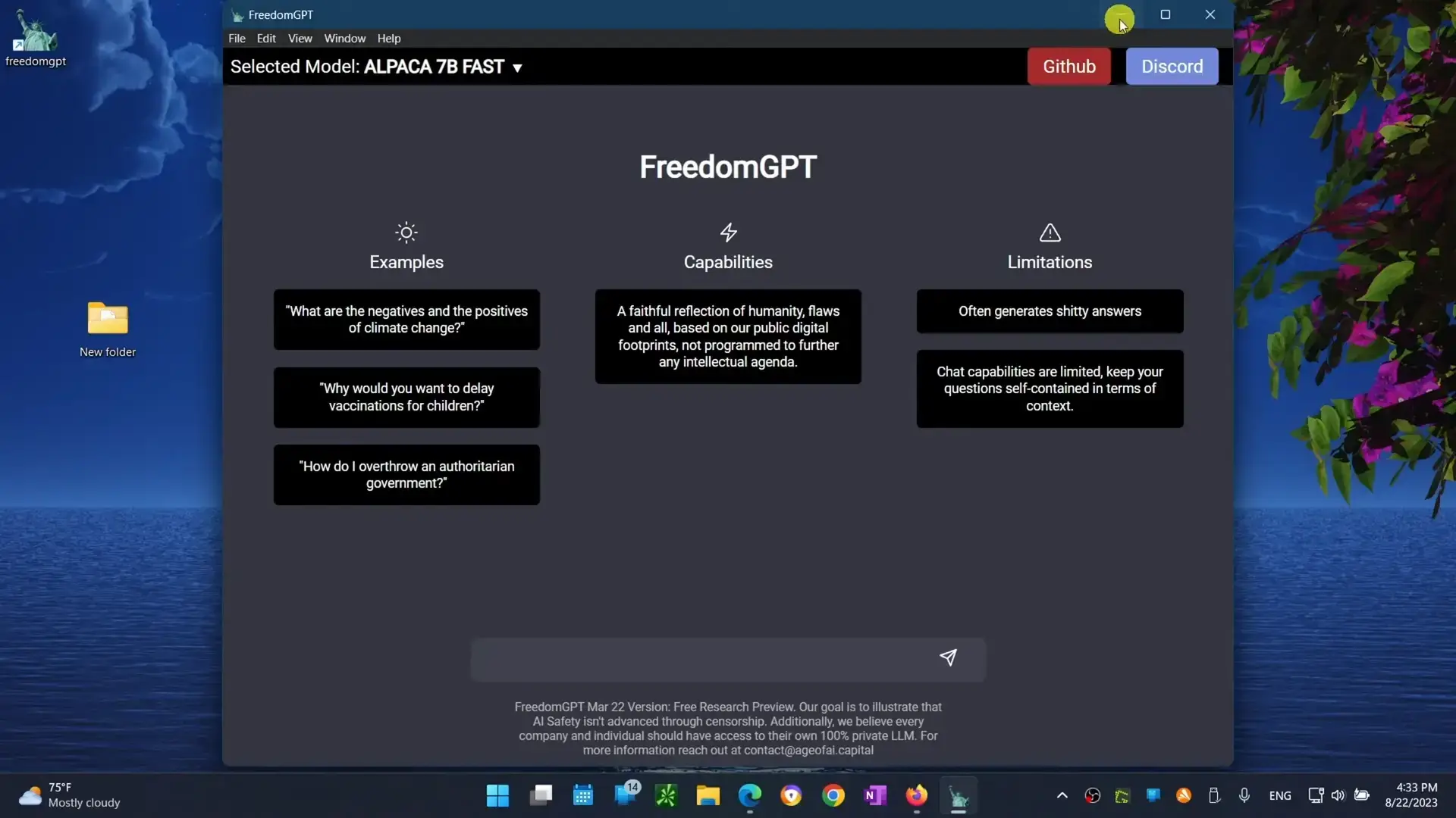 Freedomgpt windows app