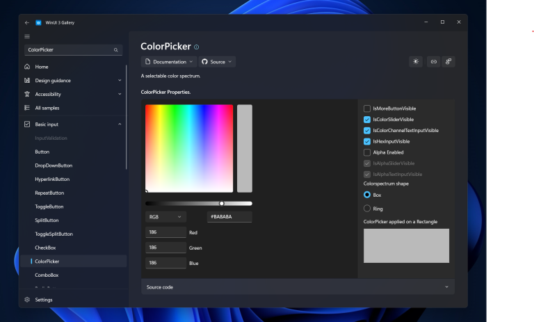 Color picker Image | WinUI Gallery for Windows: Complete Setup Guide (2026)