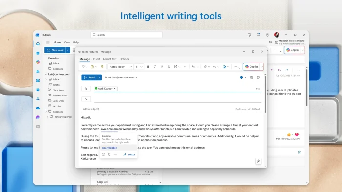Ai writing on outlook