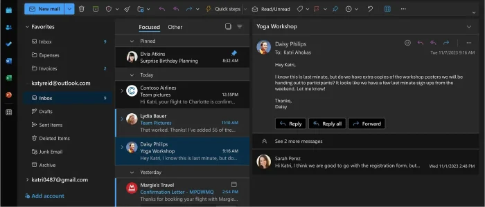 Dark theme on outlook Dark theme on outlook
