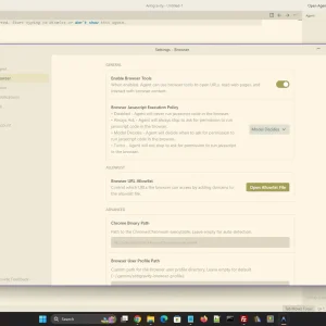 Google antigravity browser settings page