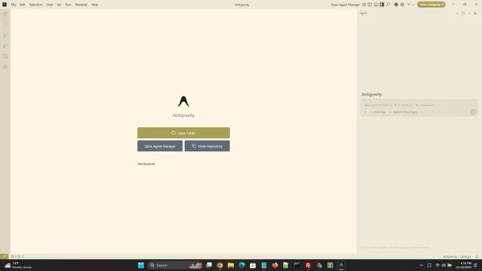Google antigravity how it looks like home screen