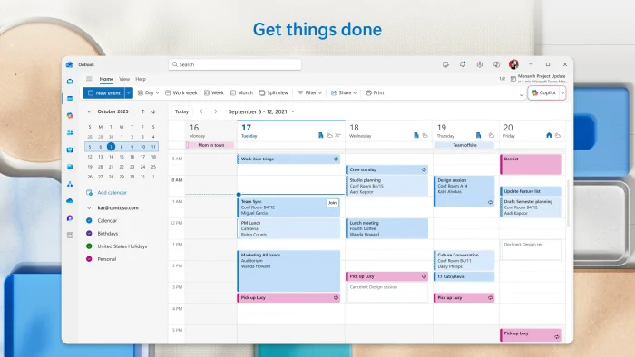 Outlook calendar screenshot