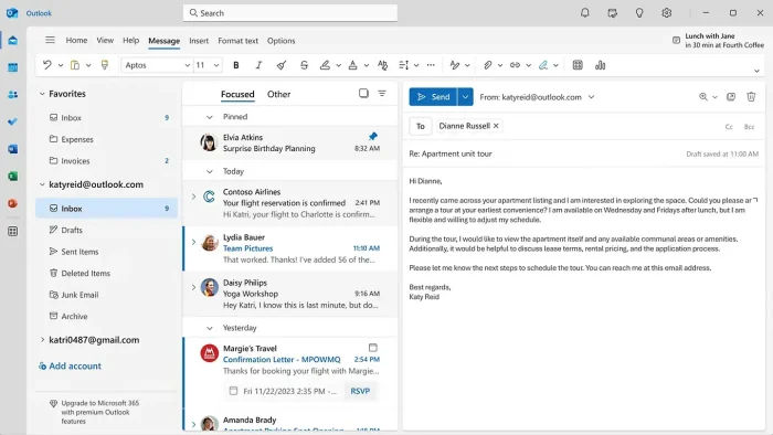 Outlook gmail screenshot on windows 11