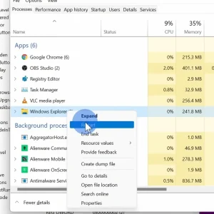 Restart windows taskbar 007