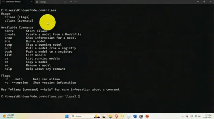 Llama3 run cmd prompt screenshot Llama3 run cmd prompt screenshot