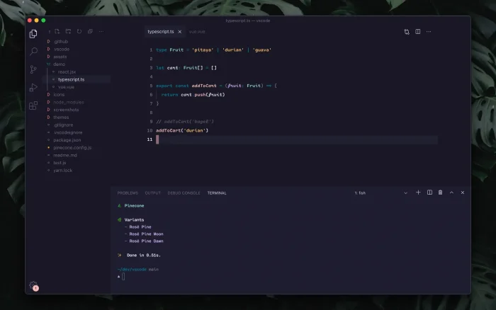 Rose rine vs code theme