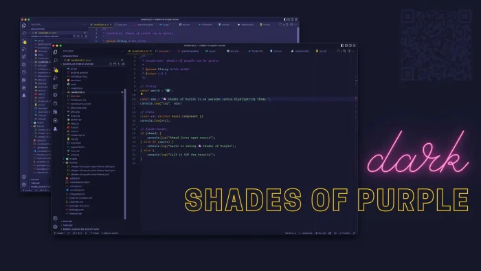Shades of purple vs code theme