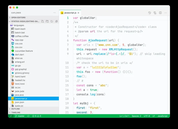 Snazzy light vs code theme