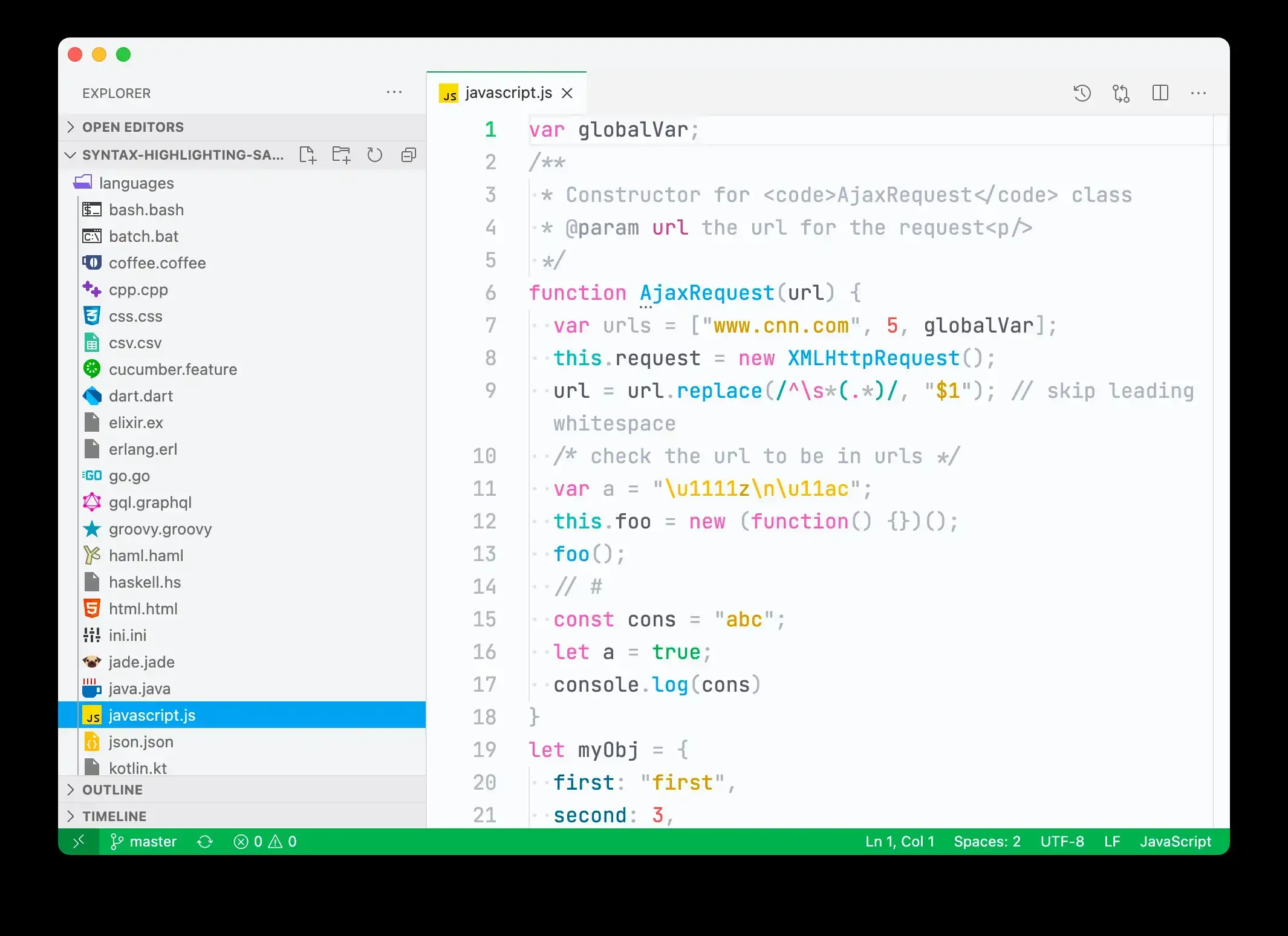 Snazzy light vs code theme