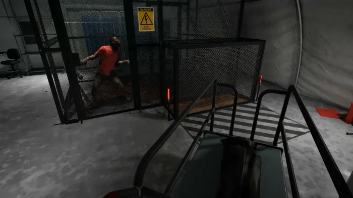 Infected zombie in cage