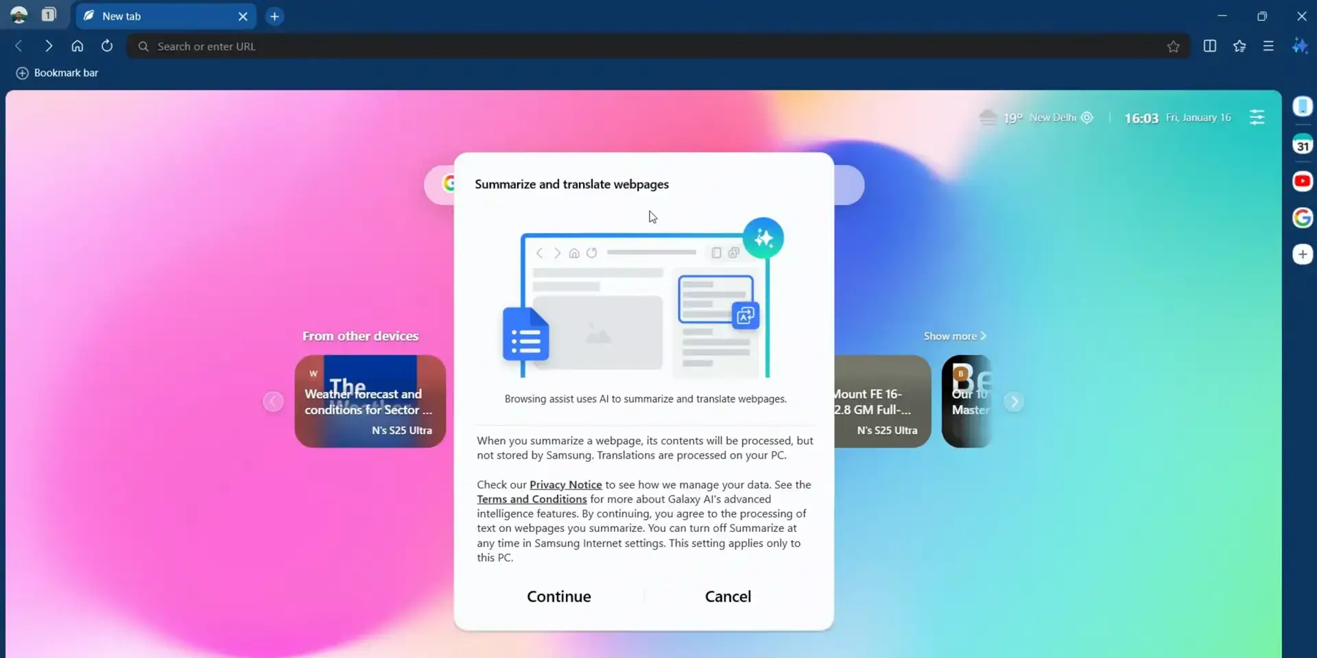 Ai settings - Samsung Internet for Windows - Sync Your Galaxy Phone to PC