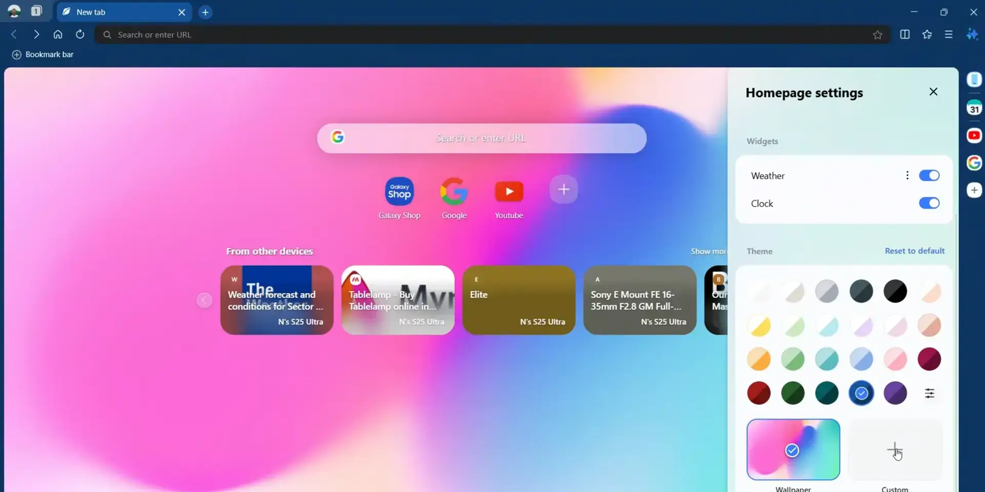 Choose background - Samsung Internet for Windows - Sync Your Galaxy Phone to PC