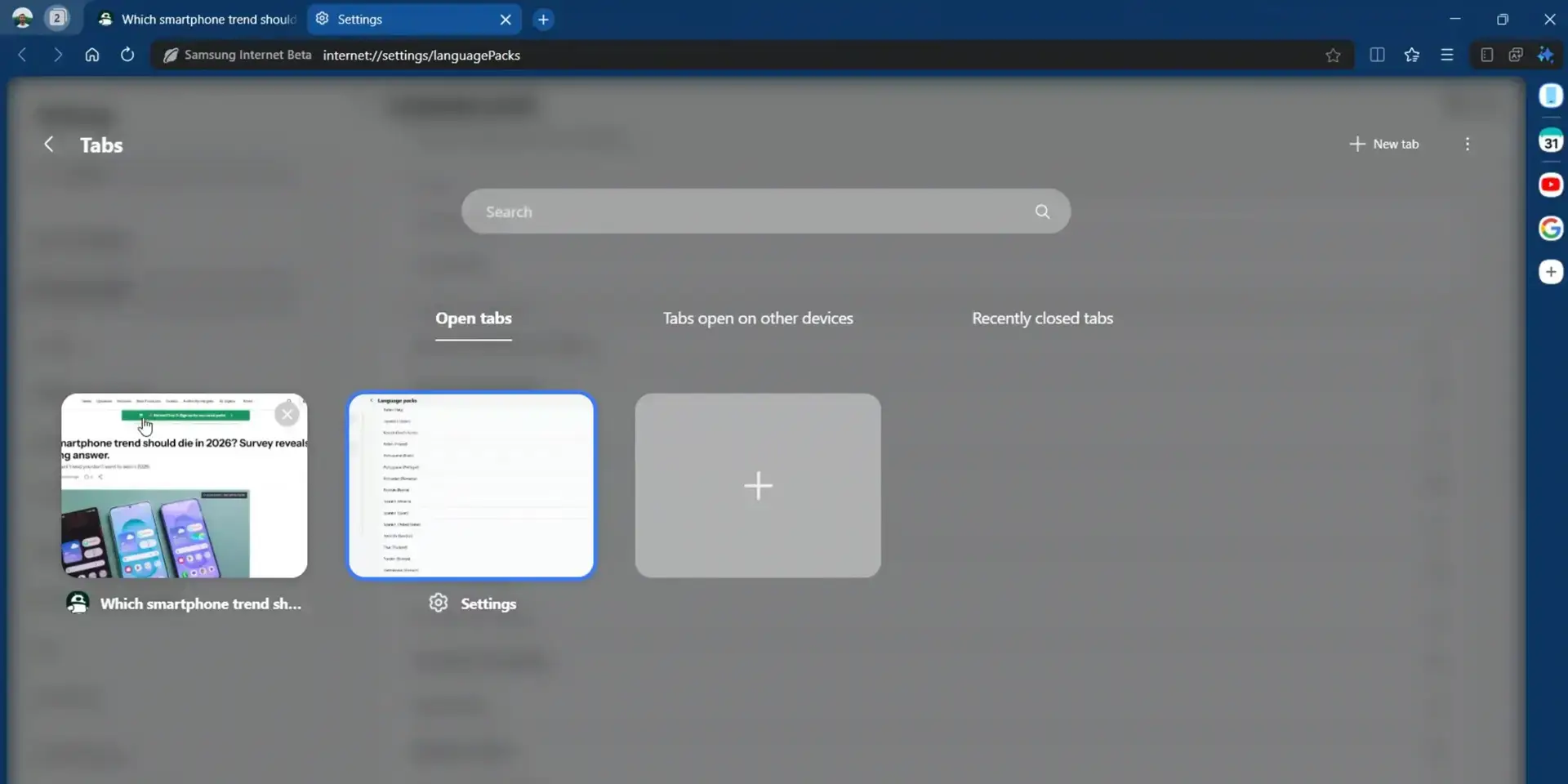 Customize viewing tabs - Samsung Internet for Windows - Sync Your Galaxy Phone to PC