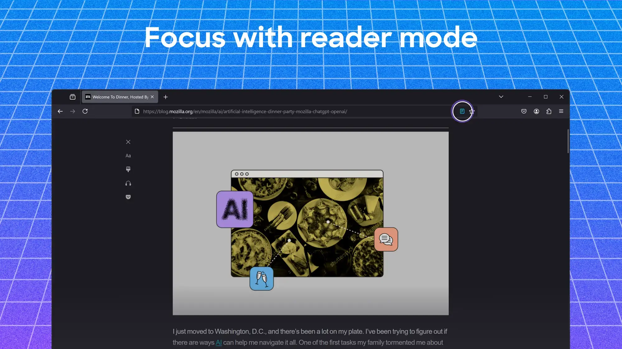 Focus with reader mode - Mozilla Firefox for Windows - Privacy, Custom AI & Speed (Download)
