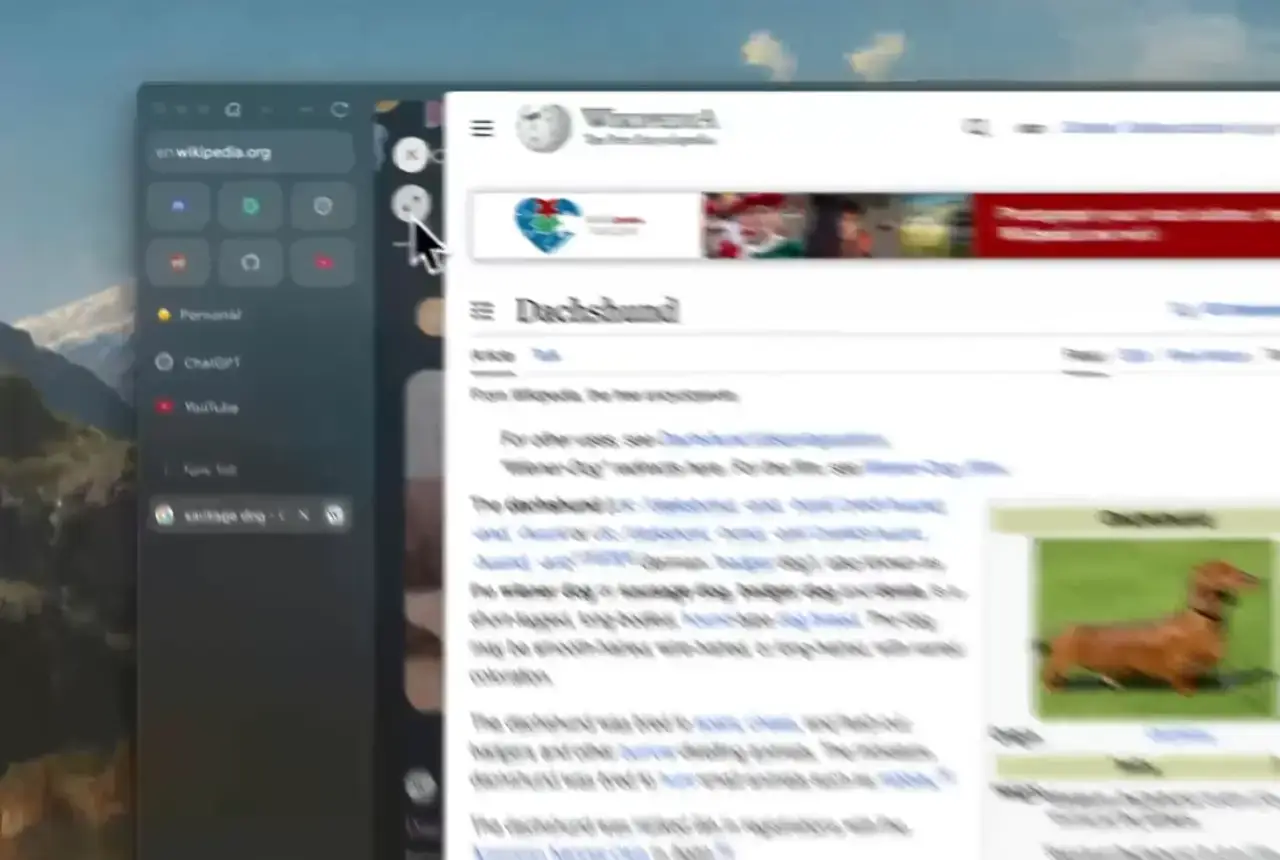 Glance view - Zen Browser for Windows - Firefox with Vertical Tabs