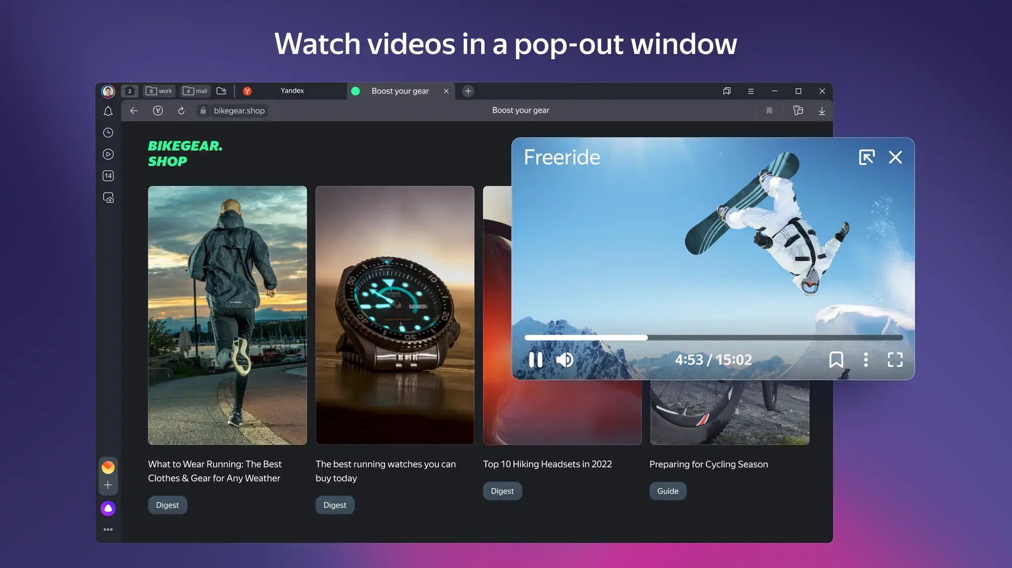 Pop out window - Yandex Browser for Windows - The AI-Powered Secure Browser