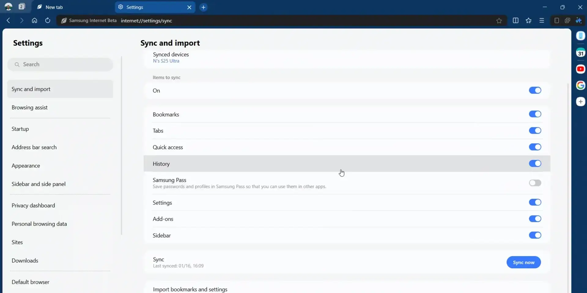 Settings - Samsung Internet for Windows - Sync Your Galaxy Phone to PC