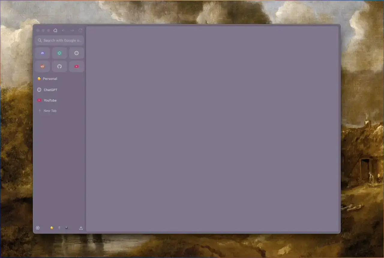 Showing favorite panels - Zen Browser for Windows - Firefox with Vertical Tabs