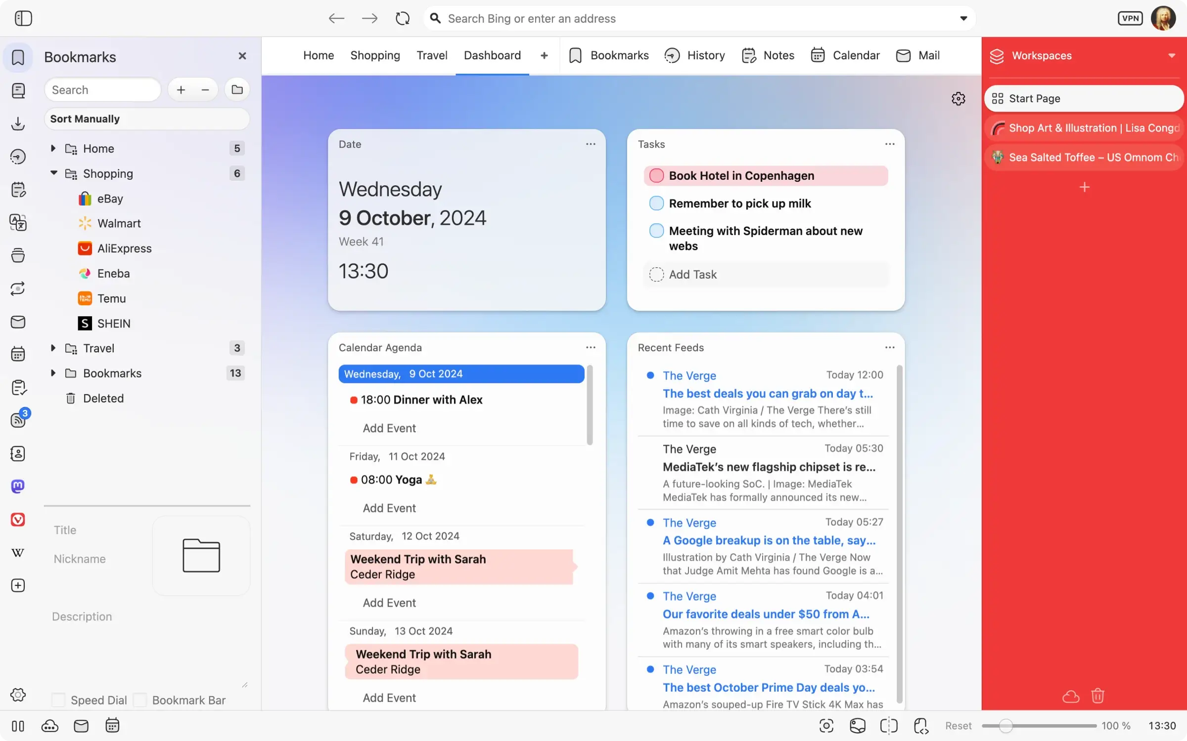 Start page demo - Vivaldi Browser for Windows - Features, Review & Free Download