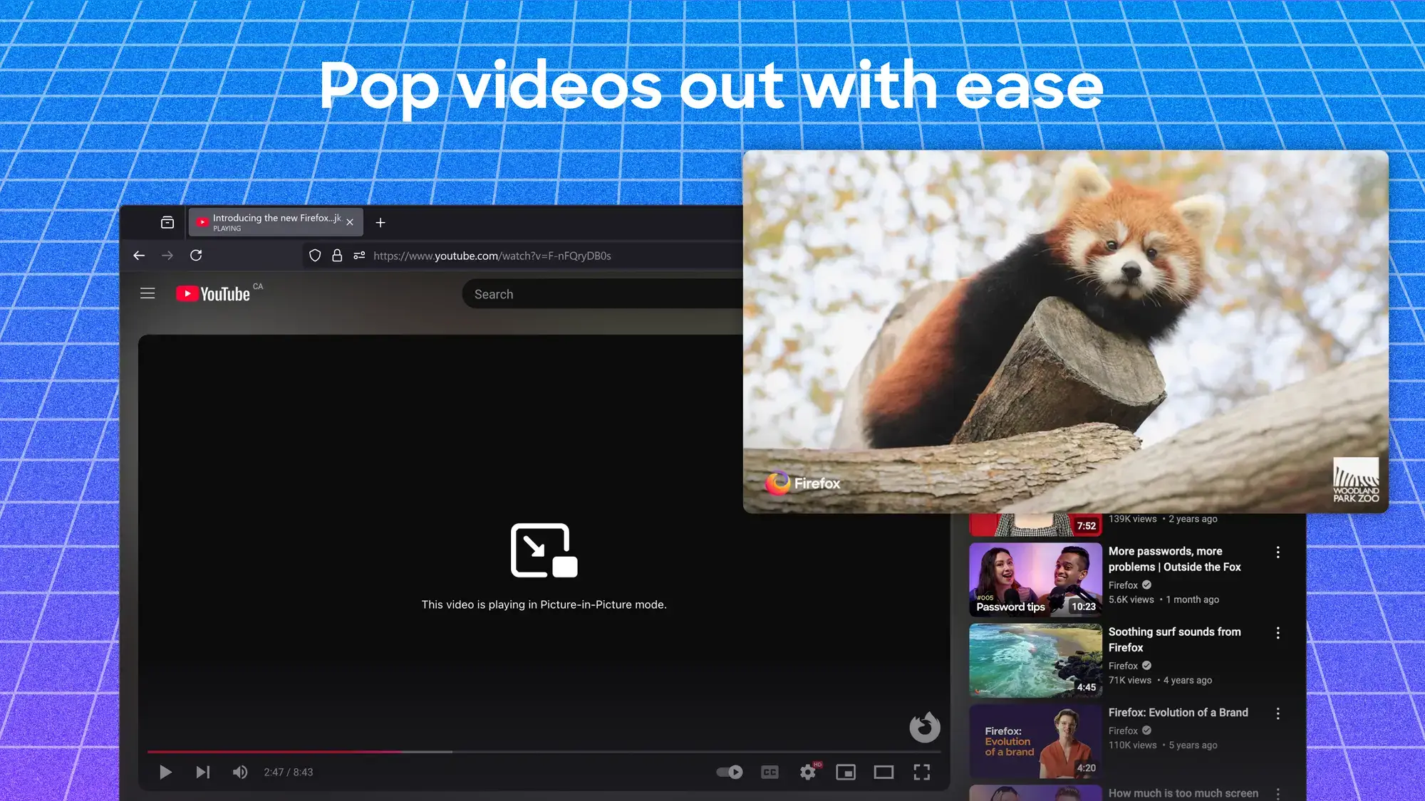 Youtube pop out videos - Mozilla Firefox for Windows - Privacy, Custom AI & Speed (Download)