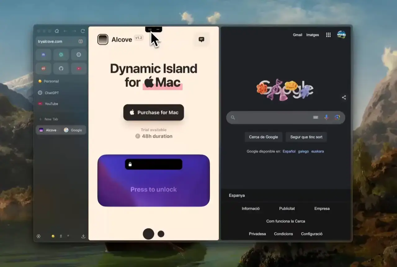 Split view - Zen Browser for Windows - Firefox with Vertical Tabs