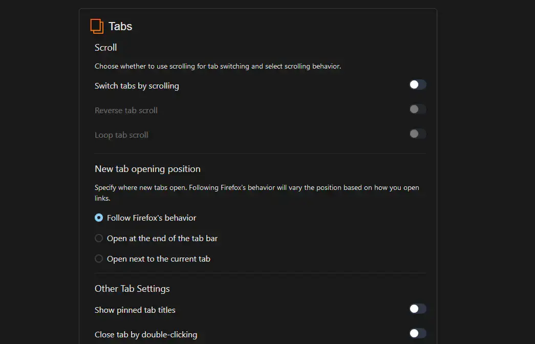 Tabs control - Floorp Browser for Windows - Firefox with Full UI Customization
