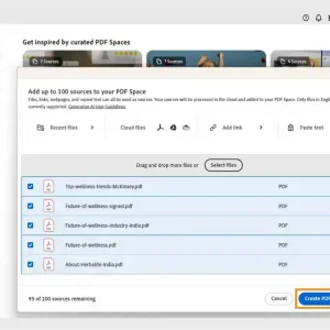 Adding source files to a pdf space