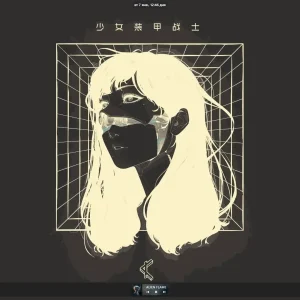 Black white cyborg girl face