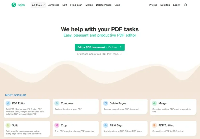 Sejda website - 10 Best Free Online PDF Editors for Windows in 2026: Compared