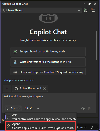 Use agent mode - Visual Studio 2026: New Features, System Requirements & Download