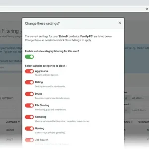 Filtering websites categories