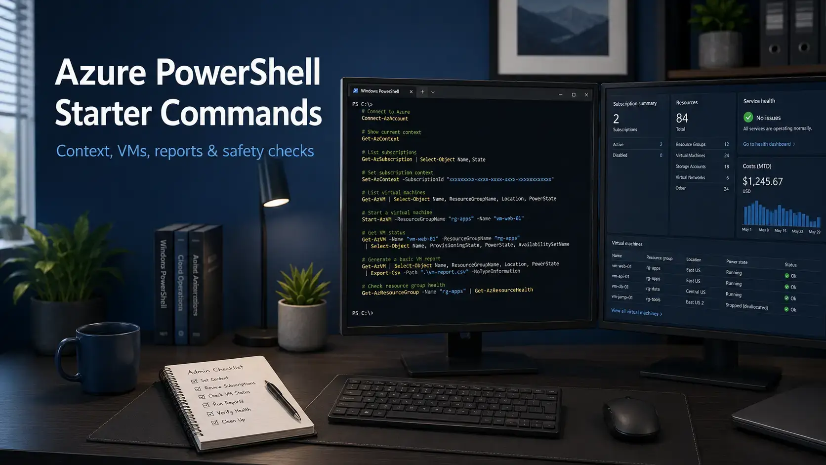 Azure PowerShell beginner commands cover for Windows admins