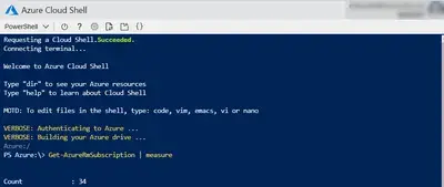 Azure powershell get azsubscription measure cloud shell - Azure PowerShell Starter Commands for Windows