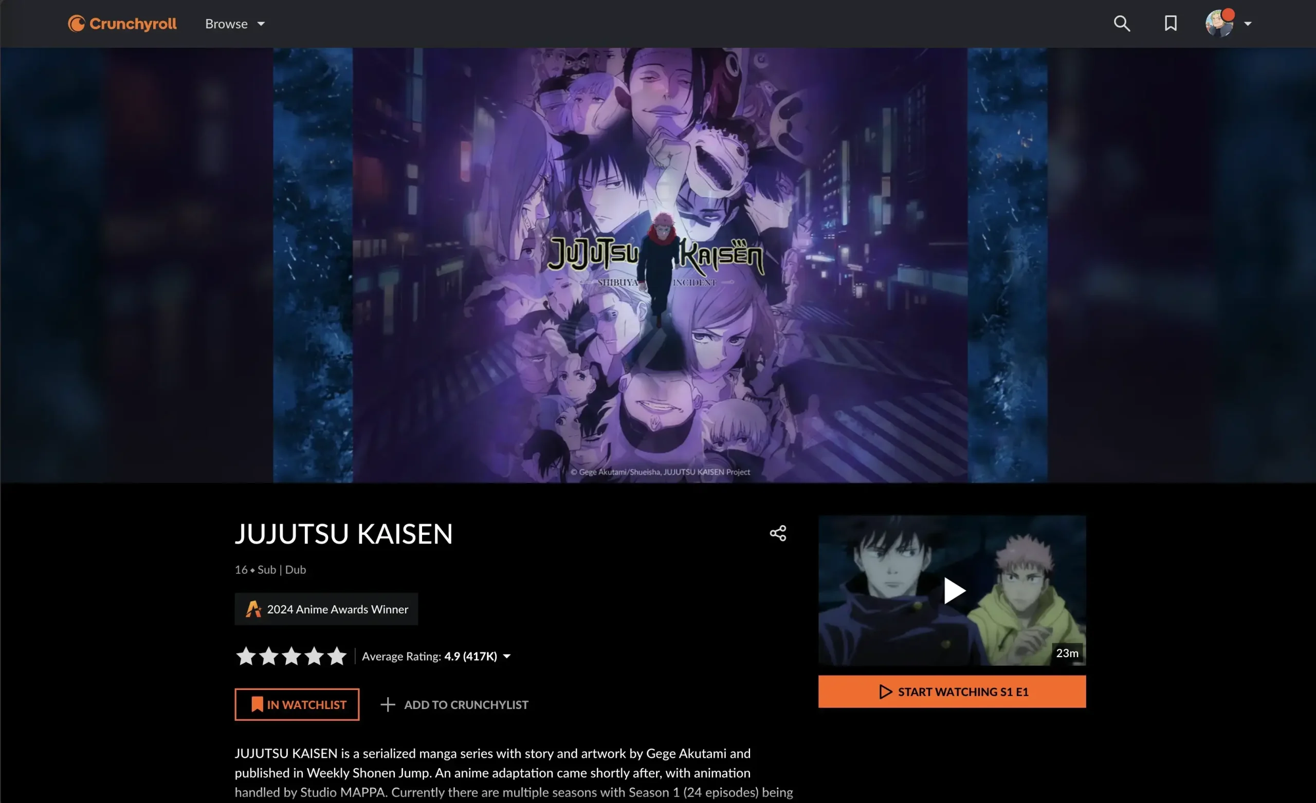 Jujutsu kaisen on crunchyroll screenshot - Crunchyroll for Windows: Setup, Plans & Streaming Guide