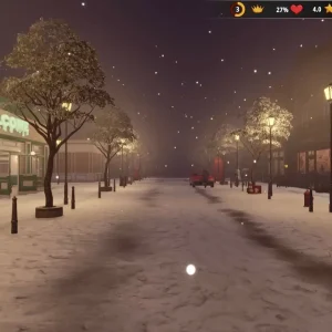 Snowing outside store