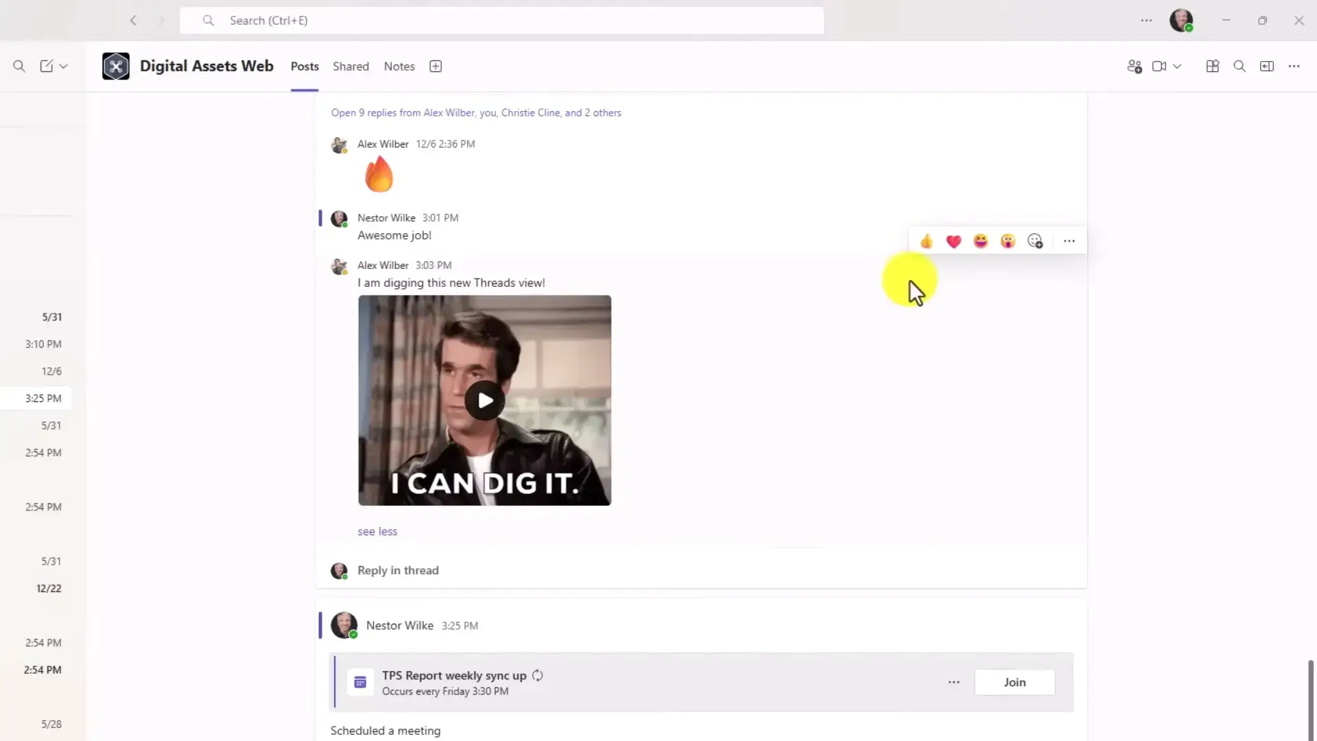 Stacked reaction bar with multiple emoji on a single Teams message