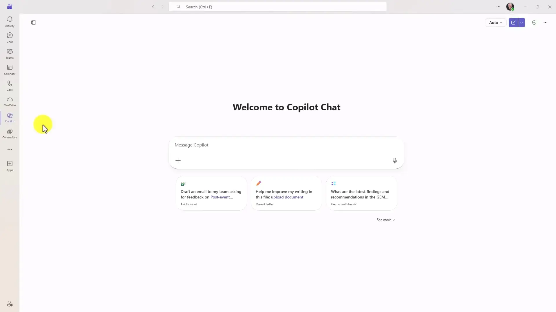 Copilot chat in Teams showing a document analysis prompt with the slash file reference