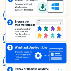 How windhawk works infographic - Windhawk for Windows - Setup, Mods & Safety Guide