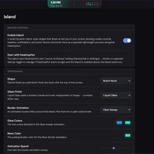 Island master control settings