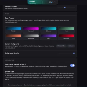 Island theme settings