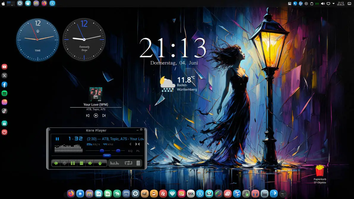 KDE Plasma Dock ++ Rainmeter skin screenshot