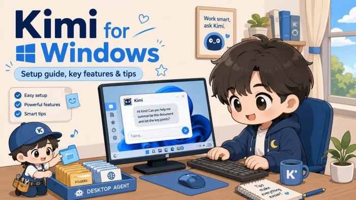 Kimi desktop app for pc cover Kimi desktop app for pc cover - Kimi for Windows: Kimi, Kimi Work and Kimi Code Setup Guide