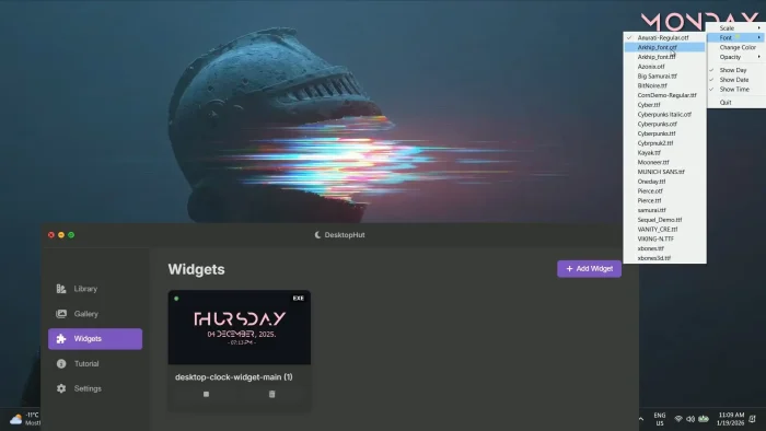 Time widget settings - DesktopHut for Windows: Live Wallpaper Setup Guide