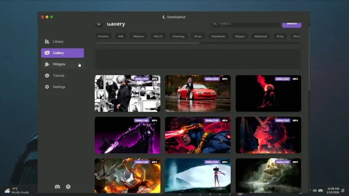 Wallpaper gallery tab - DesktopHut for Windows: Live Wallpaper Setup Guide