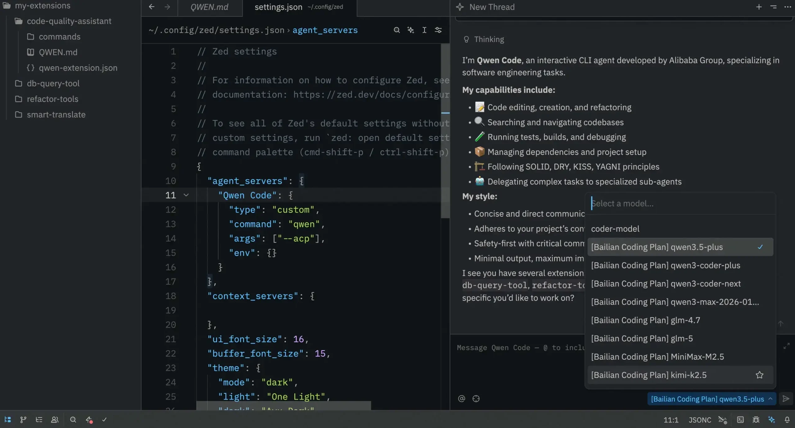 Inside code editor - Qwen for Windows: Qwen Studio and Qwen Code Setup Guide (2026)