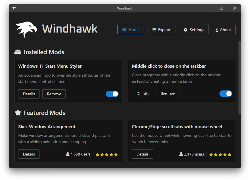 Windhawk screenshot - Windhawk for Windows - Setup, Mods & Safety Guide