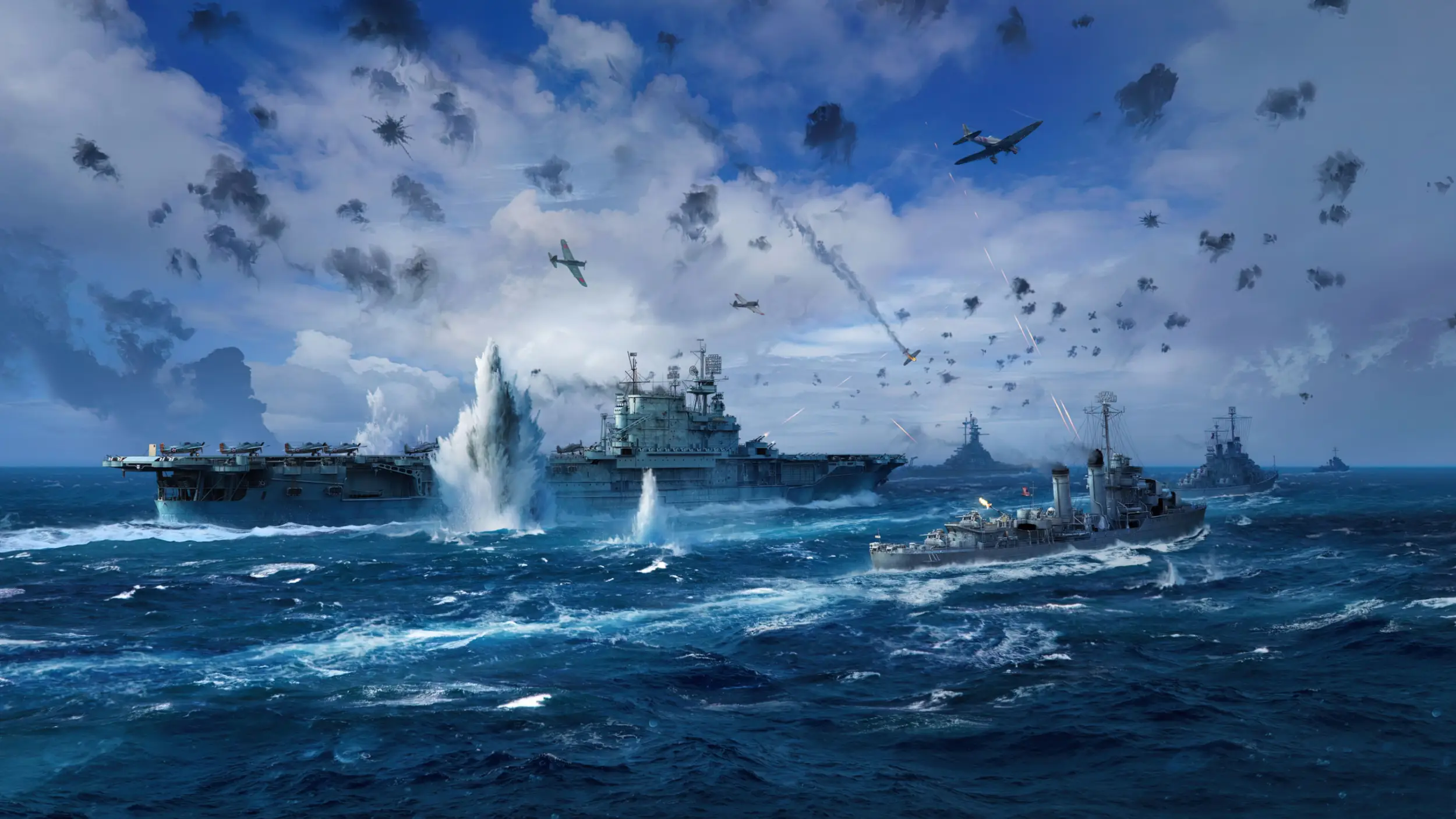 World of Warships Official Theme wallpaper preview on a Windows desktop