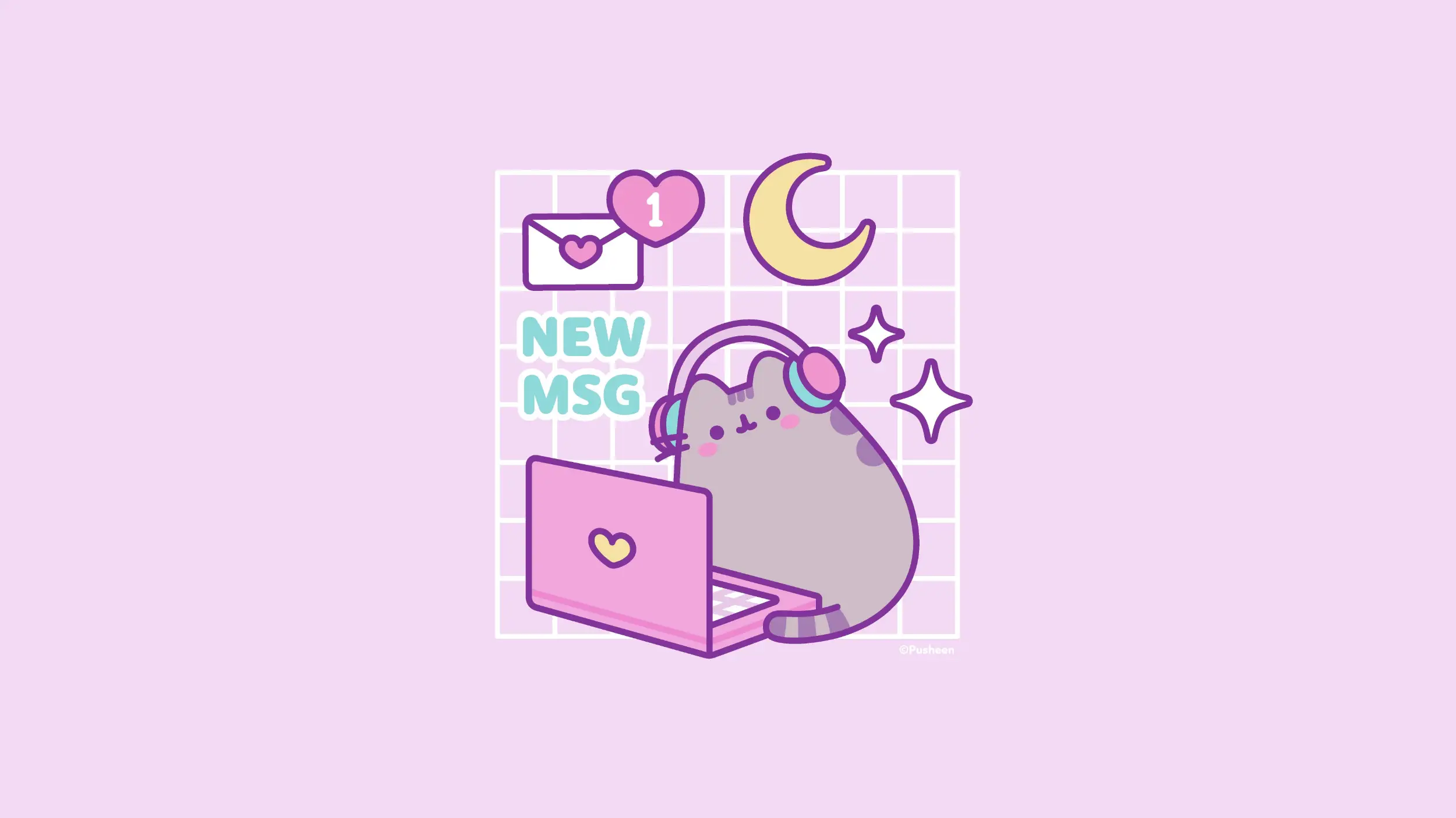 Pusheen Gamer Official Theme wallpaper preview on a Windows desktop