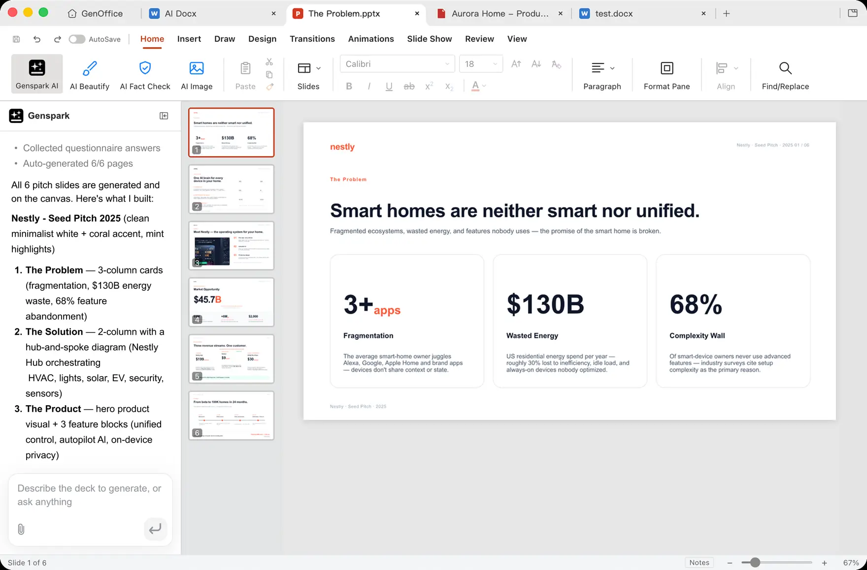 GenOffice Slides on Windows with the AI assistant panel open